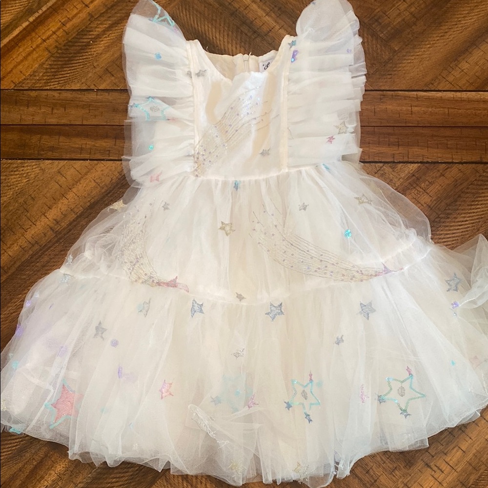 Lola and the Boys White Starry Tulle Girl’s Dress Sz 6